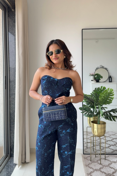 Denim tube jumpsuit